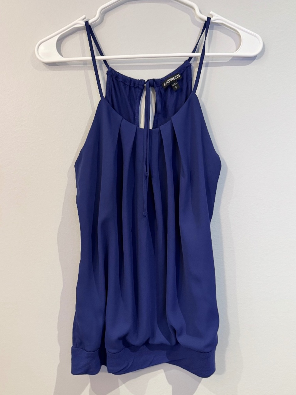 Express Royal Blue Pleated High Neck Cami Tank Top Medium